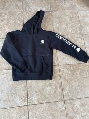 Carhartt Black Pullover Hoodie with White Sleeve Logo